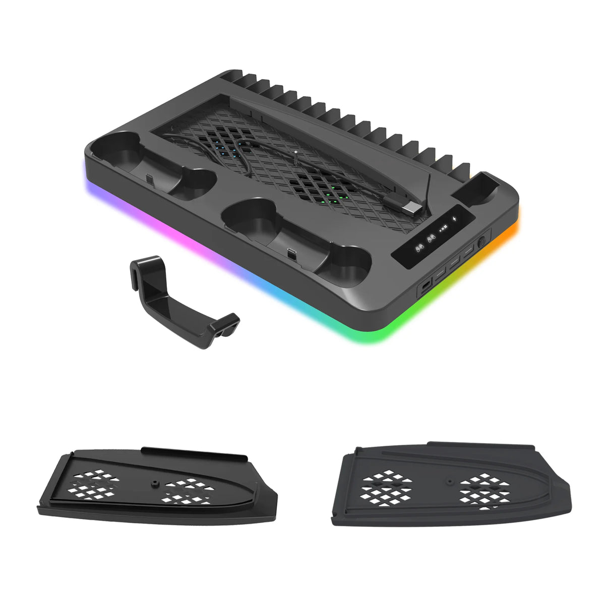 Support PS5 P58 avec Refroidissement RGB et Station de Charge Double pour Manettes – Accessoire Compatible PlayStation 5