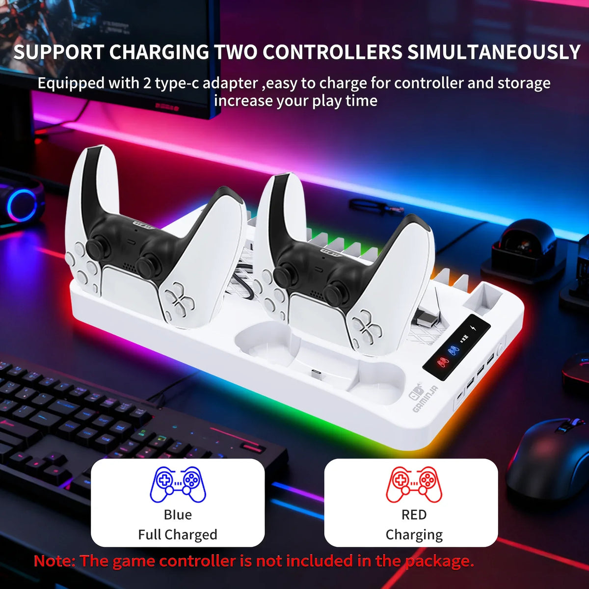 Support PS5 P58 avec Refroidissement RGB et Station de Charge Double pour Manettes – Accessoire Compatible PlayStation 5