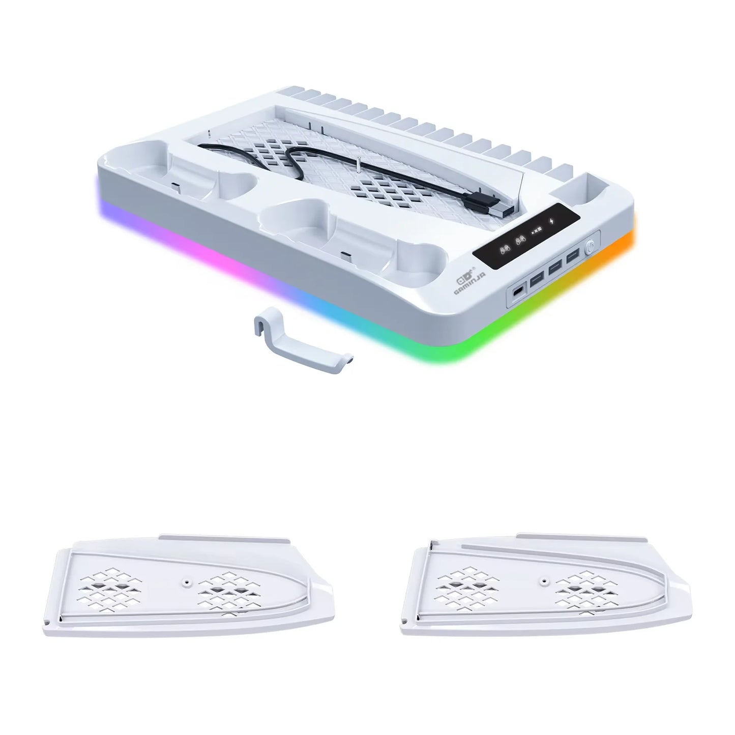 Support PS5 P58 avec Refroidissement RGB et Station de Charge Double pour Manettes – Accessoire Compatible PlayStation 5