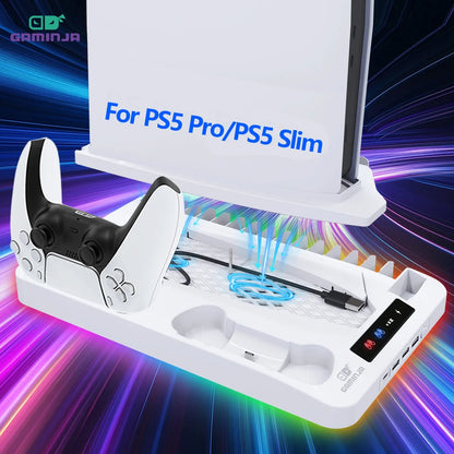 Support PS5 P58 avec Refroidissement RGB et Station de Charge Double pour Manettes – Accessoire Compatible PlayStation 5
